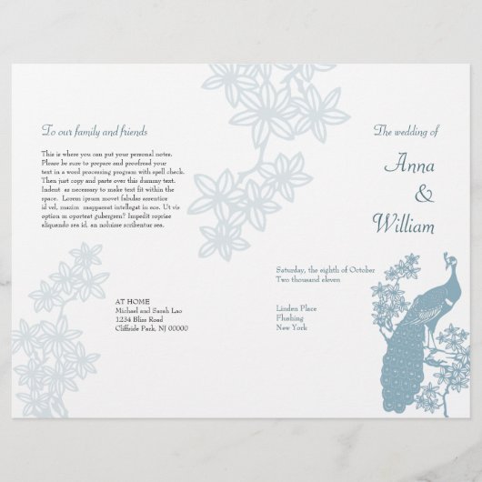 Peacock Wedding Program Flyer (Voorkant)