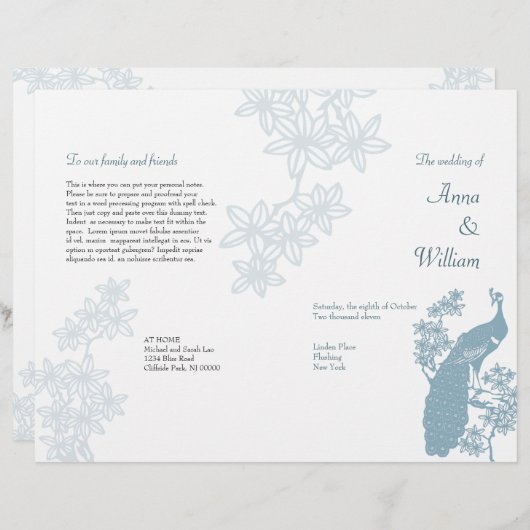 Peacock Wedding Program Flyer (Voorkant / Achterkant)