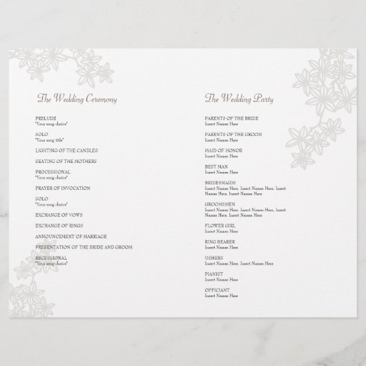 Peacock Wedding Program Flyer (Achterkant)