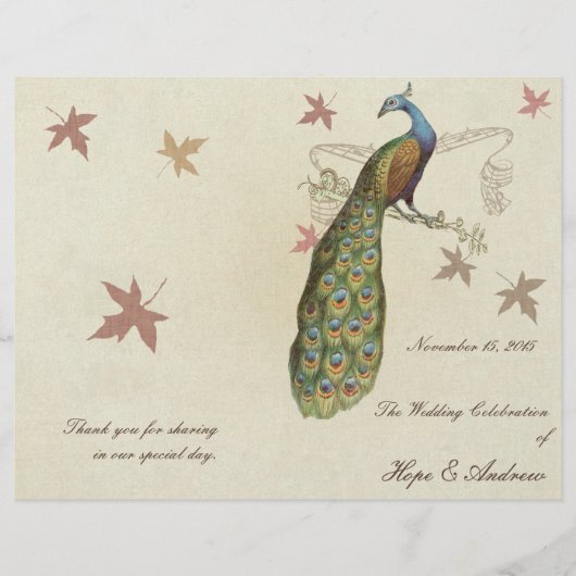 Peacock Wedding Programme (Voorkant)