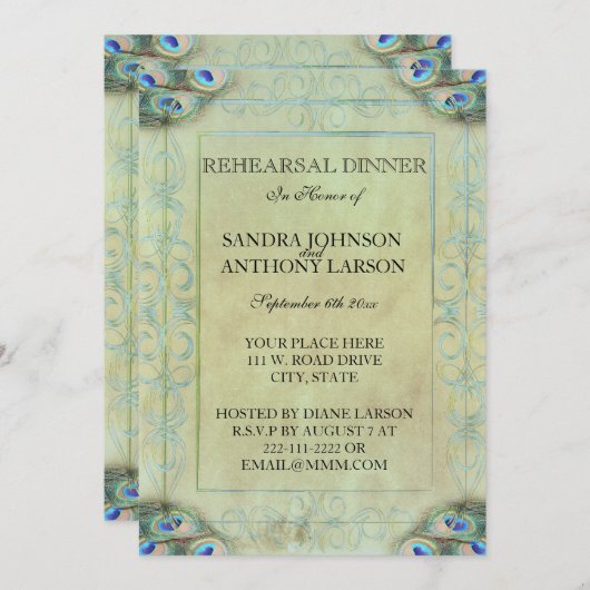  Peacock Wedding Repetitie Aankondiging (Voorkant / Achterkant)
