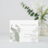 Peacock Wedding Reply Card RSVP Kaartje (Staand voorkant)