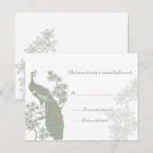 Peacock Wedding Reply Card RSVP Kaartje (Voorkant / Achterkant)