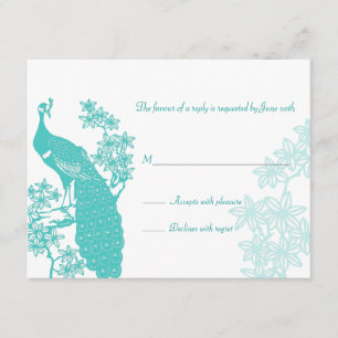 Peacock Wedding Reply Card RSVP Kaartje
