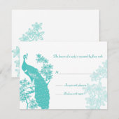 Peacock Wedding Reply Card RSVP Kaartje (Voorkant / Achterkant)