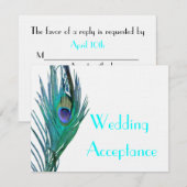 Peacock Wedding Response #2 RSVP Kaartje (Voorkant / Achterkant)