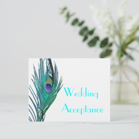 Peacock Wedding Response #2 RSVP Kaartje (Staand voorkant)