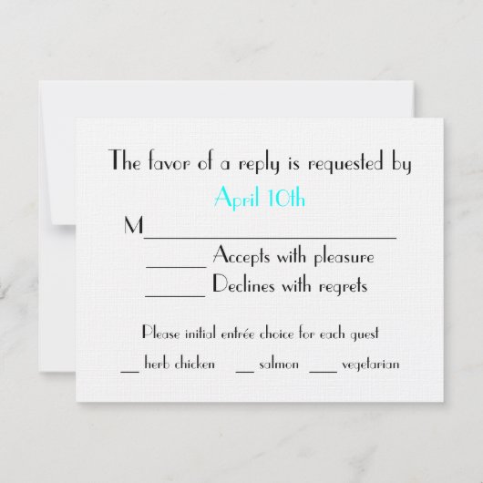 Peacock Wedding Response #2 RSVP Kaartje (Achterkant)