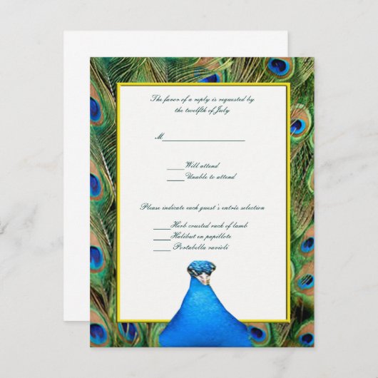Peacock Wedding Response Kaart (Voorkant / Achterkant)