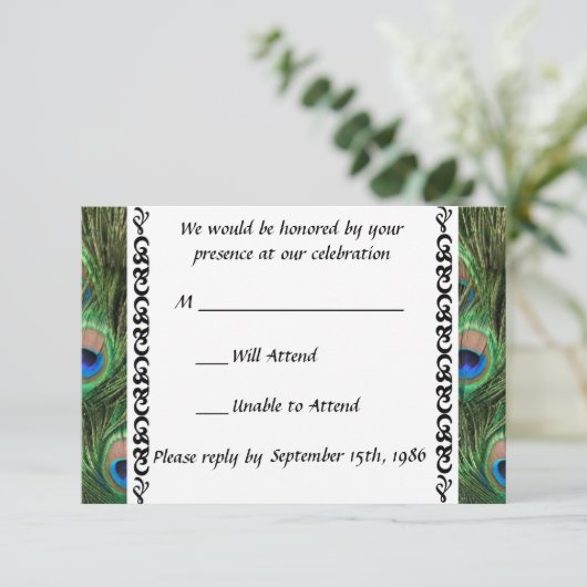 Peacock Wedding RSVP (Staand voorkant)