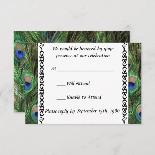 Peacock Wedding RSVP (Voorkant / Achterkant)