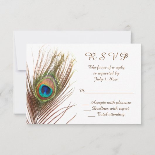 Peacock Wedding RSVP Kaartje (Voorkant)