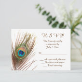 Peacock Wedding RSVP Kaartje (Staand voorkant)