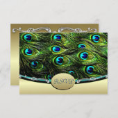 Peacock Wedding RSVP Weddenschappen (Voorkant / Achterkant)