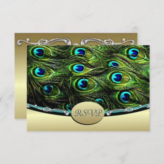 Peacock Wedding RSVP Weddenschappen (Voorkant / Achterkant)