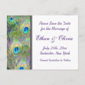 Peacock Wedding Save the Date Aankondigingskaart (Achterkant)