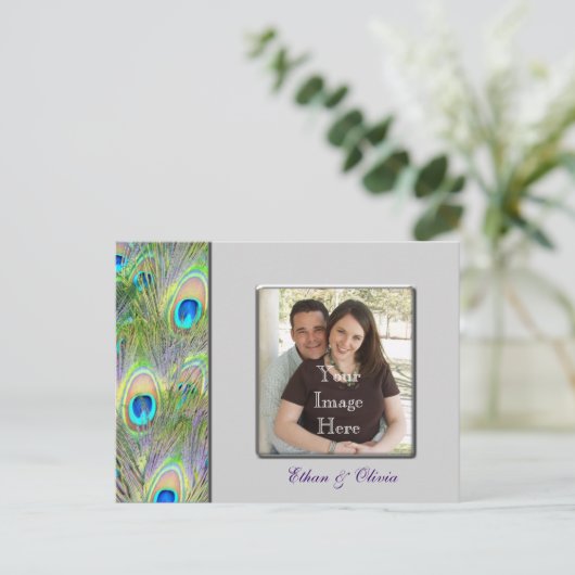 Peacock Wedding Save the Date Aankondigingskaart (Staand voorkant)