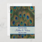 Peacock Wedding Save the Date Aankondigingskaart (Voorkant / Achterkant)