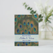 Peacock Wedding Save the Date Aankondigingskaart (Staand voorkant)