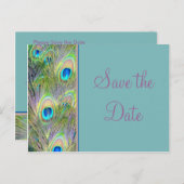 Peacock Wedding Save the Date Aankondigingskaart (Voorkant / Achterkant)