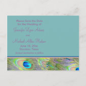 Peacock Wedding Save the Date Aankondigingskaart (Achterkant)