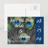 Peacock Wedding Save the Date Aankondigingskaart (Voorkant / Achterkant)