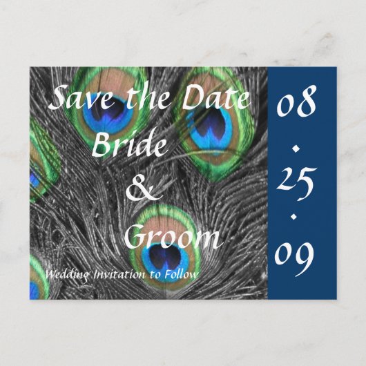 Peacock Wedding Save the Date Aankondigingskaart (Voorkant)