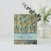 Peacock Wedding Save the Date Aankondigingskaart (Staand voorkant)