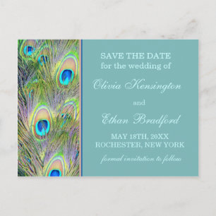 Peacock Wedding Save the Date Aankondigingskaart