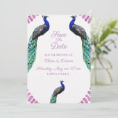 Peacock Wedding Save the Date Bedankkaart (Staand voorkant)