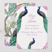 Peacock Wedding Save the Date Bedankkaart (Voorkant / Achterkant)