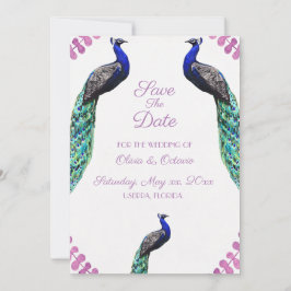 Peacock Wedding Save the Date Bedankkaart