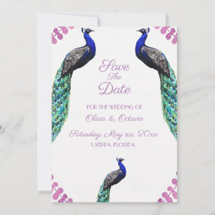 Peacock Wedding Save the Date Bedankkaart
