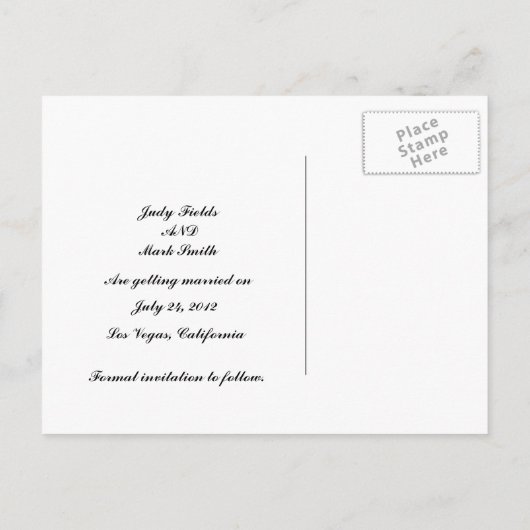 Peacock Wedding Save the Date Briefkaart (Achterkant)