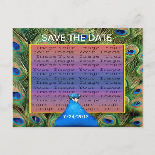 Peacock Wedding Save the Date Briefkaart (Voorkant)