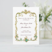 Peacock Wedding Save the Date Invitation (Staand voorkant)