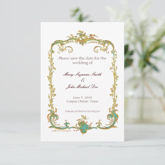 Peacock Wedding Save the Date Invitation (Staand voorkant)