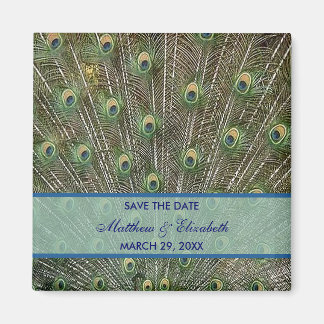 Peacock Wedding Save the Date Magneet