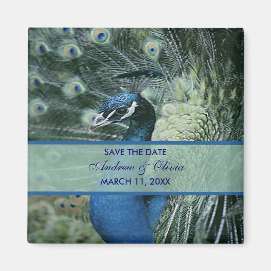 Peacock Wedding Save the Date Magneet (Voorkant)