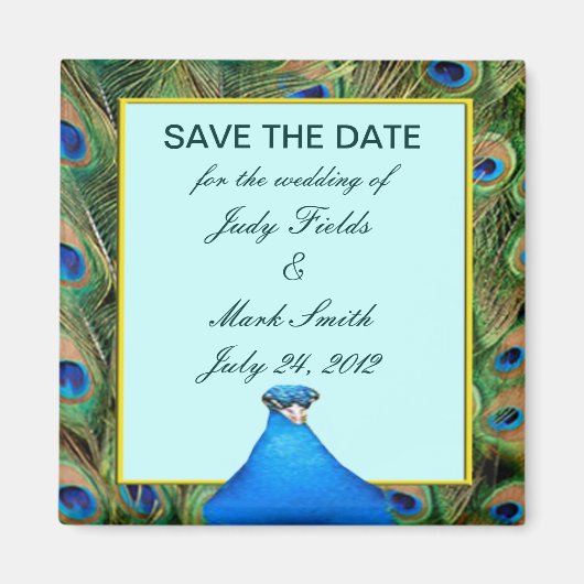 Peacock Wedding Save the Date Magnet (Voorkant)