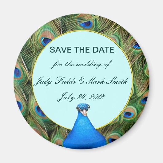 Peacock Wedding Save the Date Magnet (Voorkant)