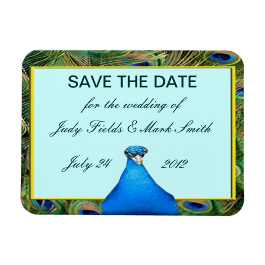 Peacock Wedding Save the Date Magnet Magneet (Horizontaal)