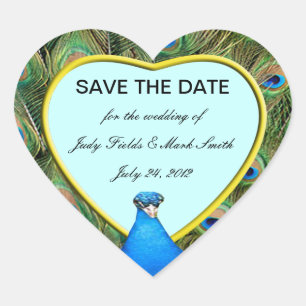Peacock Wedding Save the Date Stickers