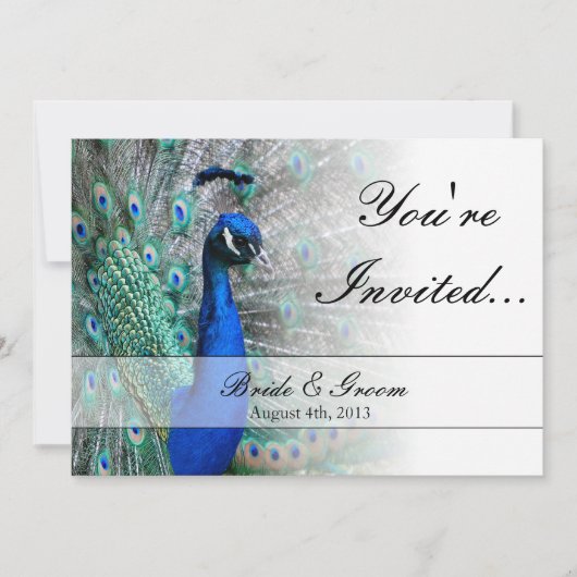 Peacock Wedding Theme 1 (Blauw) Kaart (Voorkant)