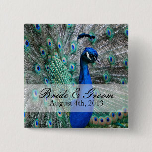 Peacock Wedding Theme 1 Vierkante Button 5,1 Cm