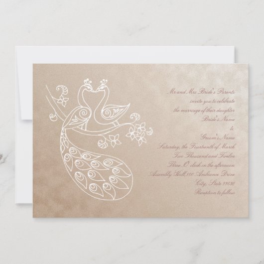 Peacock Wedding-uitnodiging, Alpana-stijl Kaart (Voorkant)