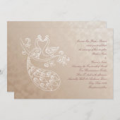 Peacock Wedding-uitnodiging, Alpana-stijl Kaart (Voorkant / Achterkant)