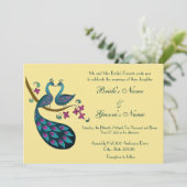 Peacock Wedding-uitnodiging, stro Kaart (Staand voorkant)