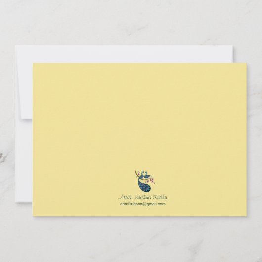 Peacock Wedding-uitnodiging, stro Kaart (Achterkant)