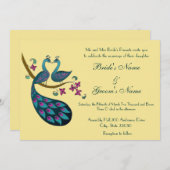 Peacock Wedding-uitnodiging, stro Kaart (Voorkant / Achterkant)